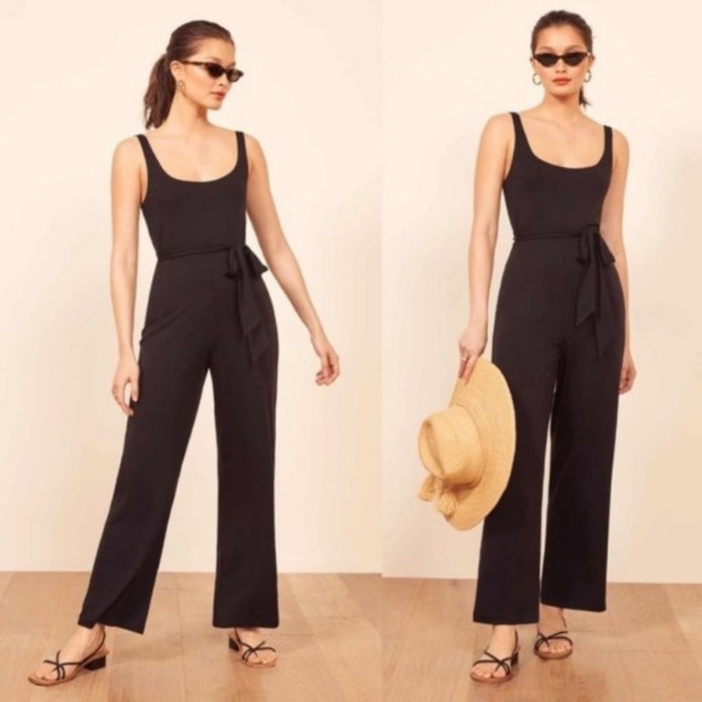 Reformation June Wide Leg Jumpsuit in Black Size L